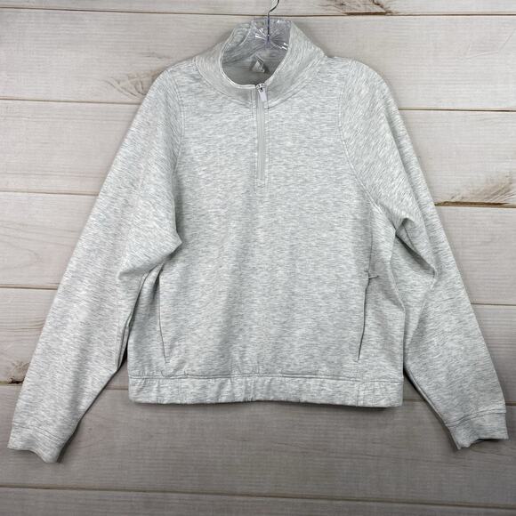Yogalicious Womens Lounge Sweatshirt Sz M Scuba Half Zip White Gray Heather - Picture 1 of 9